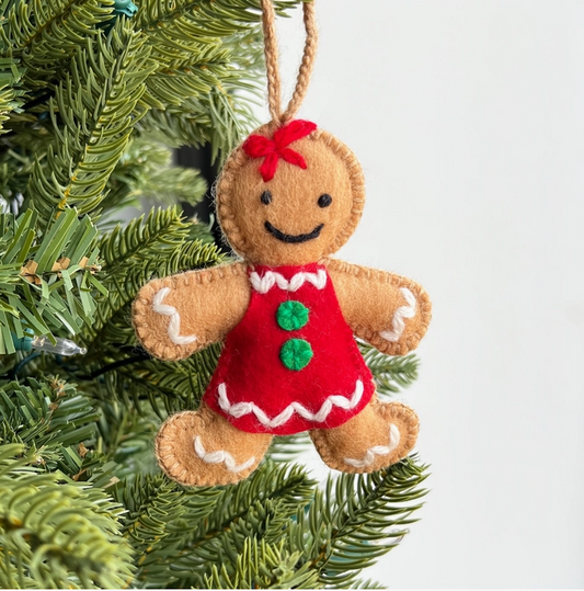 Gingerbread Woman Wool Ornament