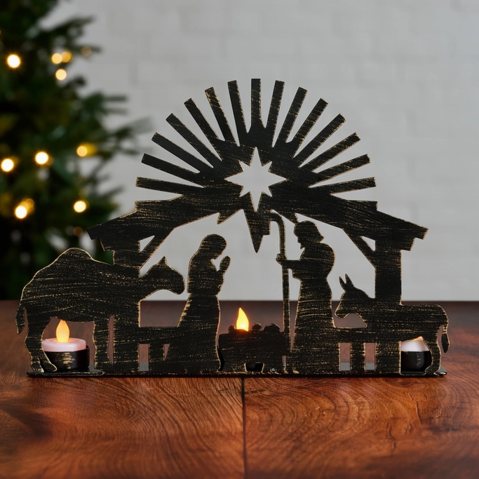 Iron Nativity Candleholder