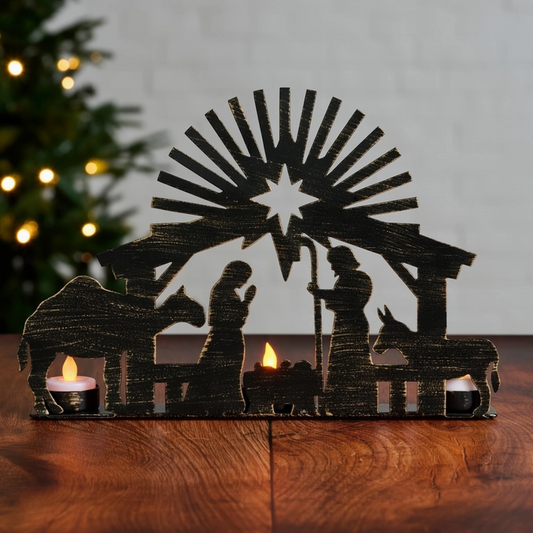 Iron Nativity Candleholder