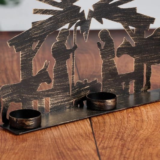 Iron Nativity Candleholder