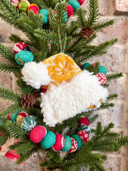 Santa Hat Kantha Christmas Ornament