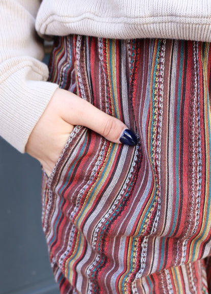 Textured Brown Stripe Cotton Pant