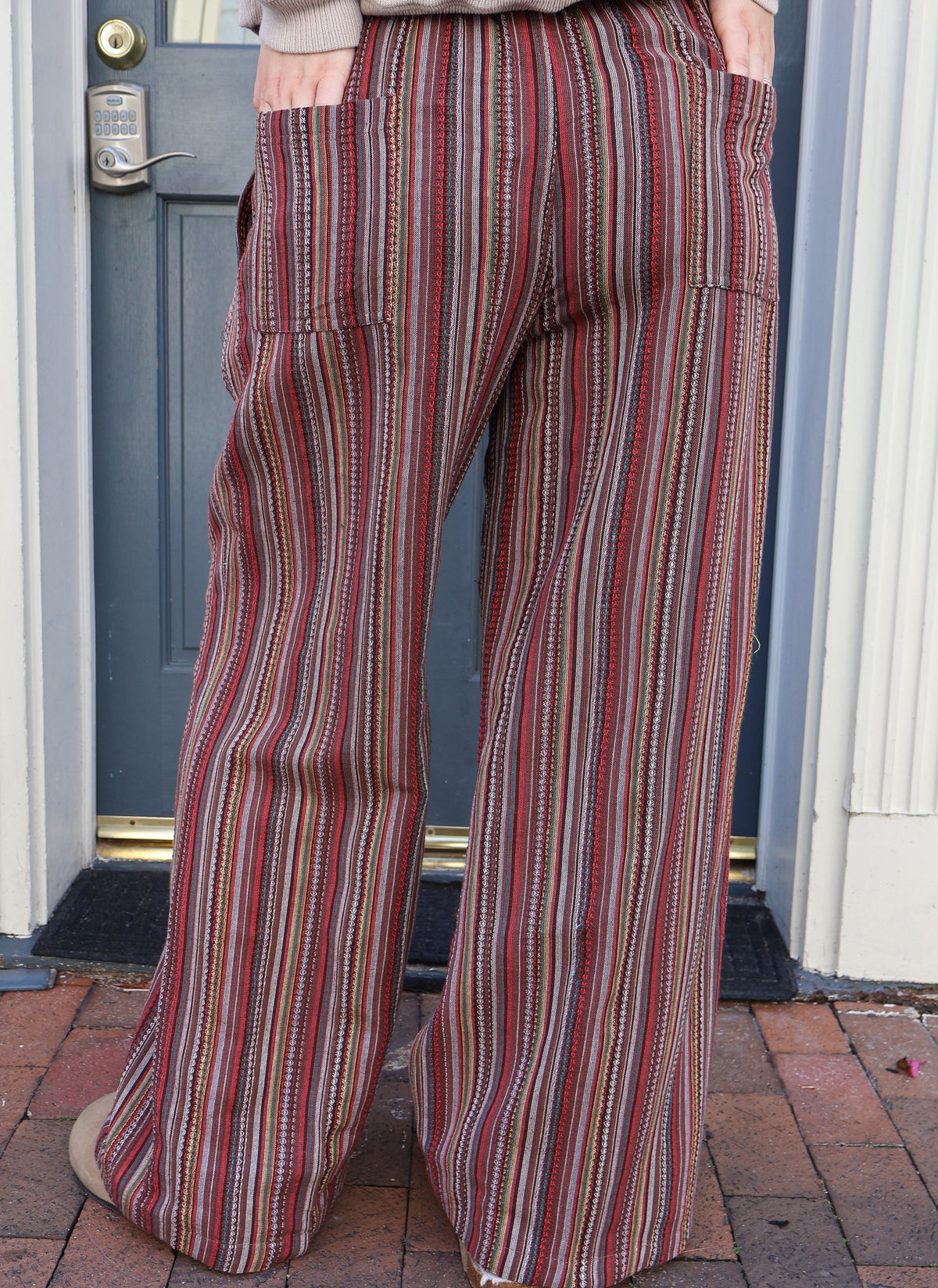Textured Brown Stripe Cotton Pant