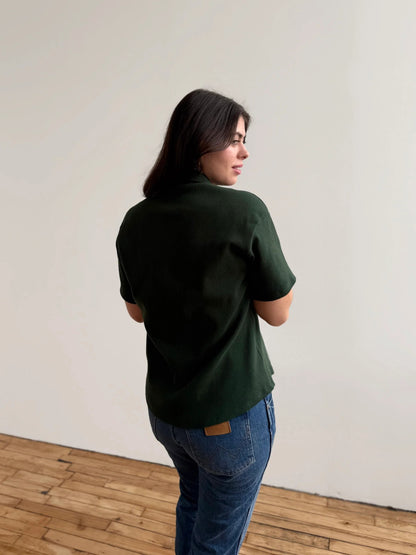 Polly Rib Knit Top - Pine Green