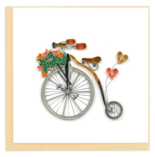 Quilled Vintage Flower Bicycle Card