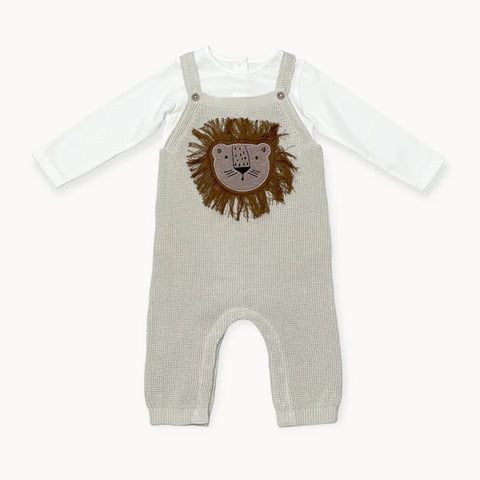 Lion Applique Baby Overall Set