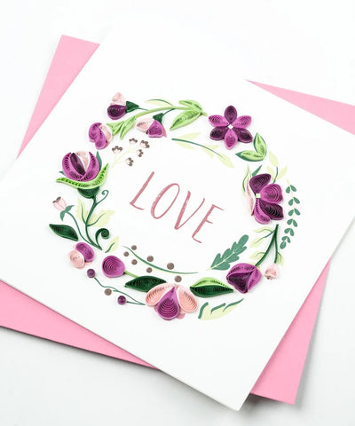 Quilled Love Wreath Card