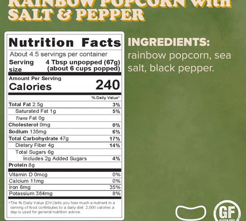 Rainbow Popcorn w/ Salt & Pepper
