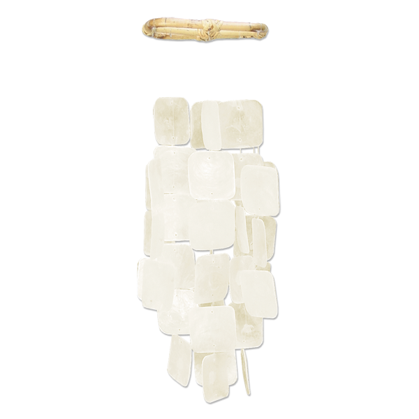 Small Square Capiz Chime - White