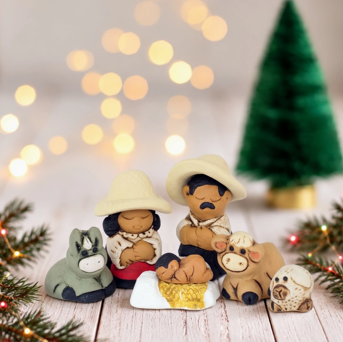 Characato Mini Ceramic Nativity Set of 9