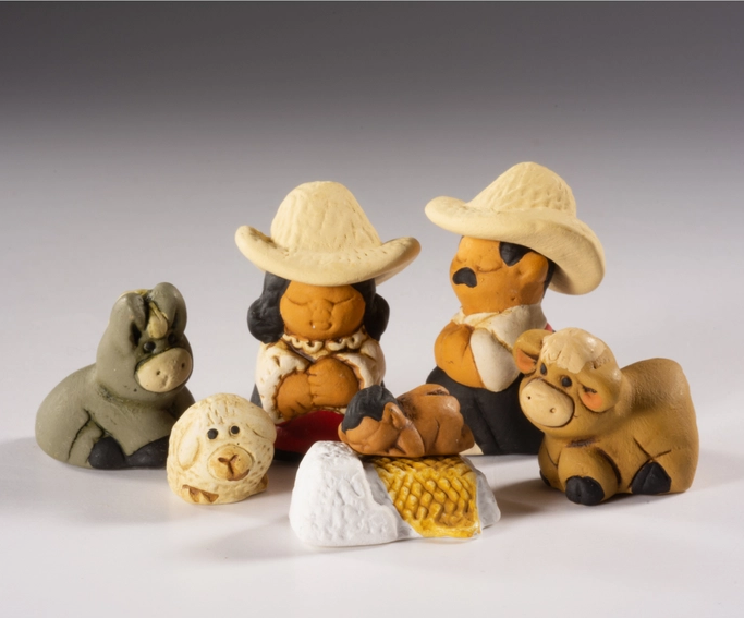 Characato Mini Ceramic Nativity Set of 9