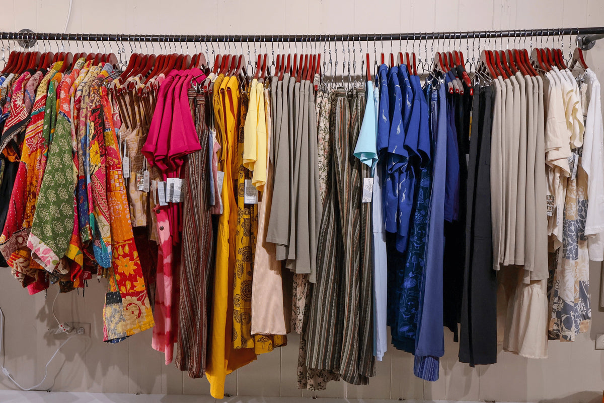 Clothing rack in Latitudes Fair Trade