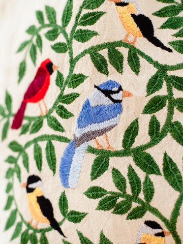 Woodland Birds Embroidered Tote Bag