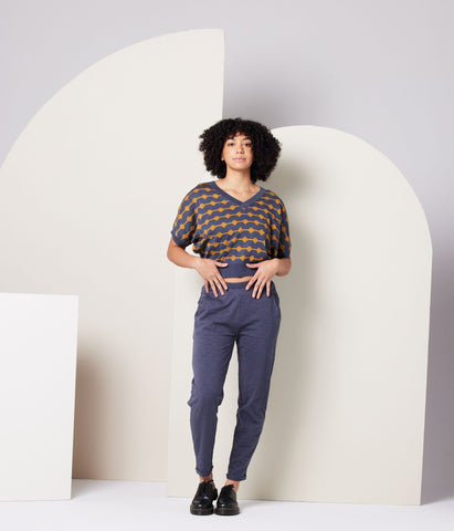 Carina Sweater in Lead/Ochre Stripe