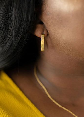 Rectangle Hoop Earrings in Gold