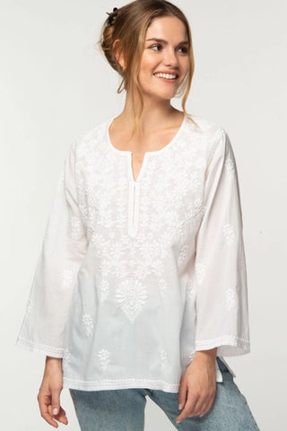 Tara Embroidered Tunic in White