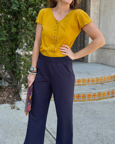 Vera High-Waisted Pants in Navy