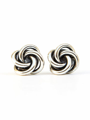 Knotted Stud Earrings - Silver