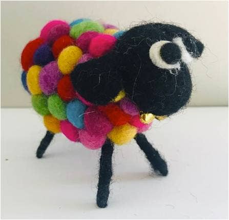 Rainbow Wool Sheep with Bell