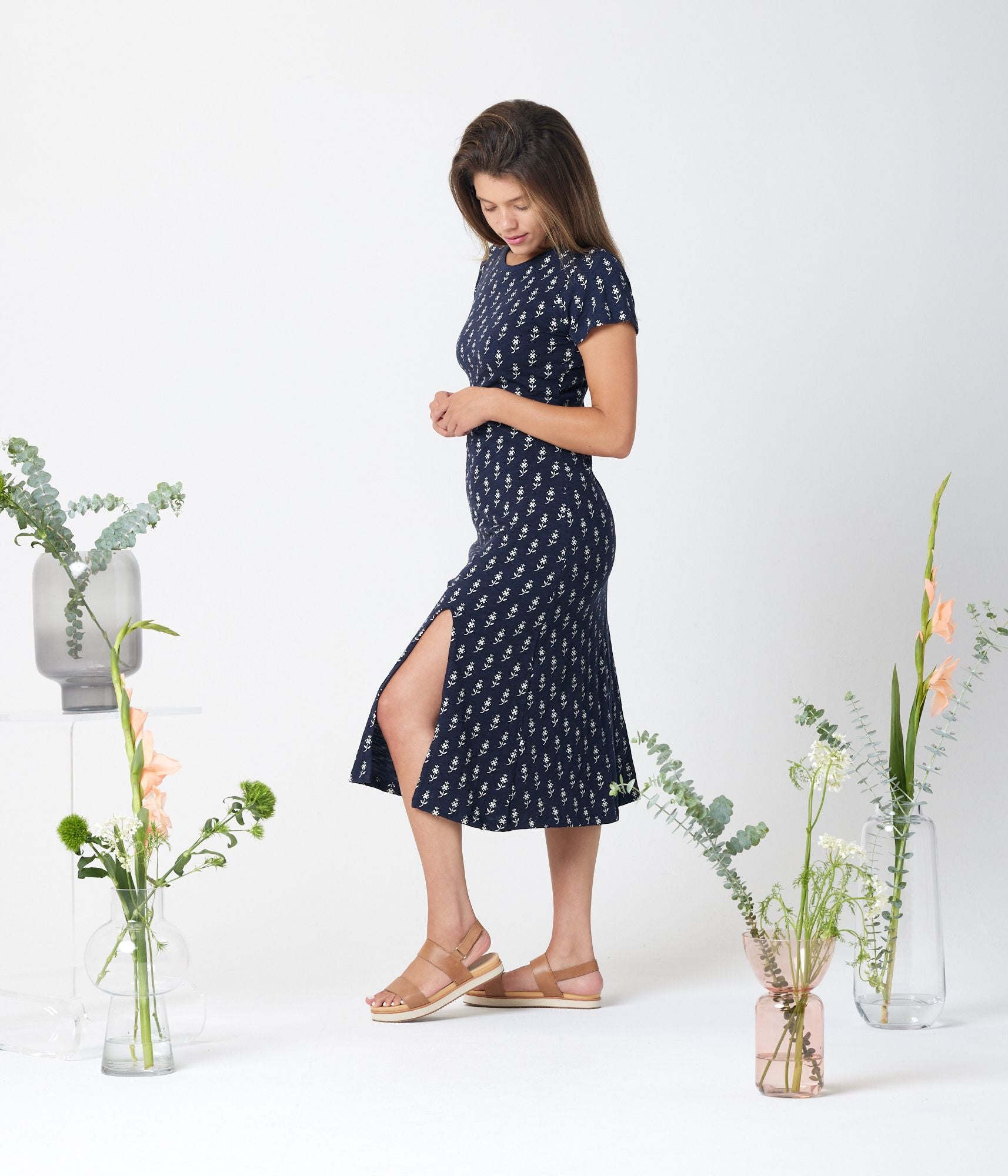 Claudia Dress Blue Floral - Latitudes Fair Trade