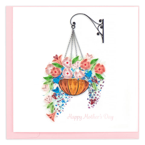 Quilled Mother's Day Hanging Flower Basket Card